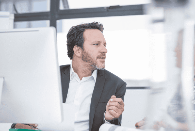 Man questioning processes and procedures for the business