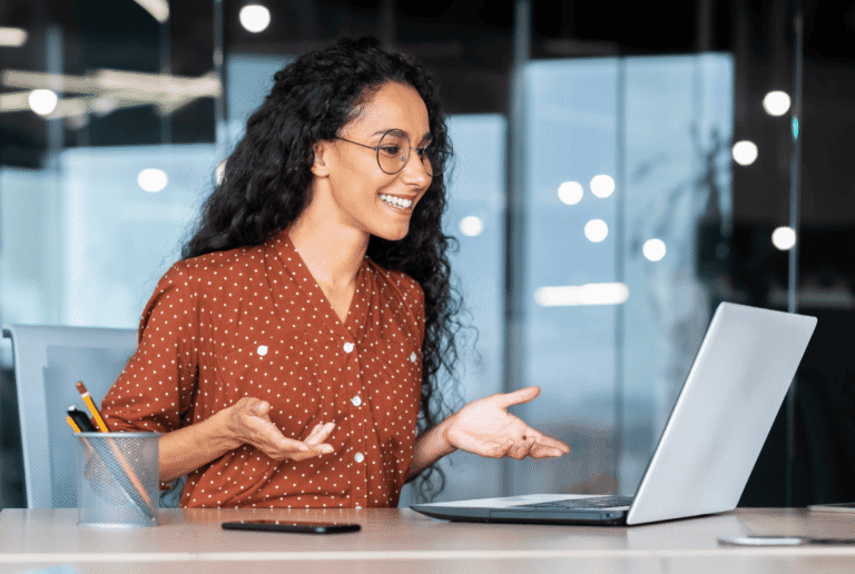 A woman discussing ways to develop flexibility in business