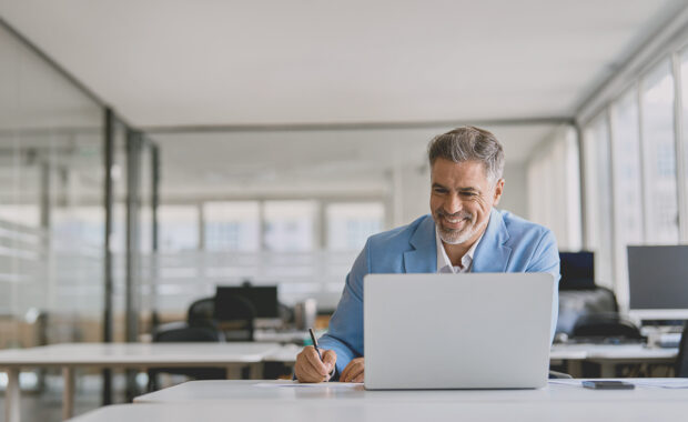 a business owner constructing a operations management framework in his office